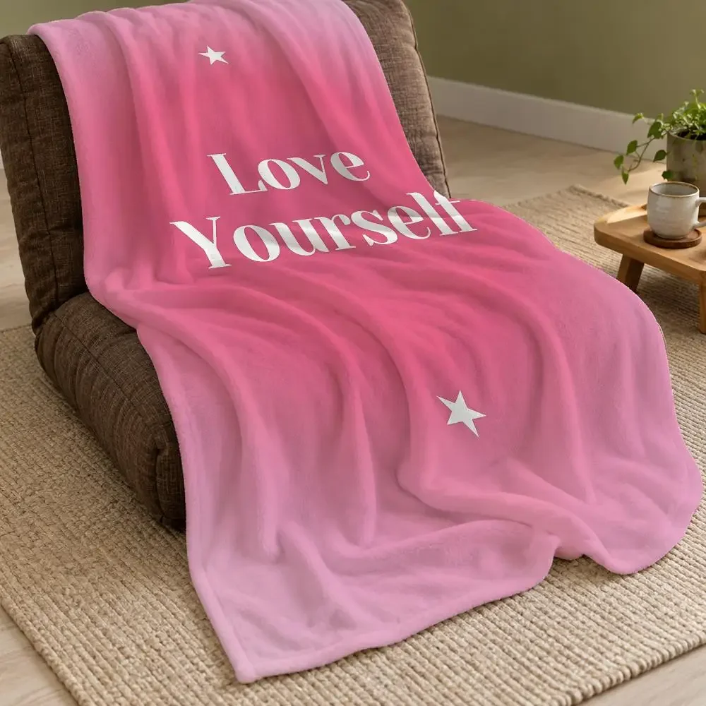 Love Yourself Love Life Throw Double Sided Flannel Throw Blanket Soft Warm Washable Home Decor