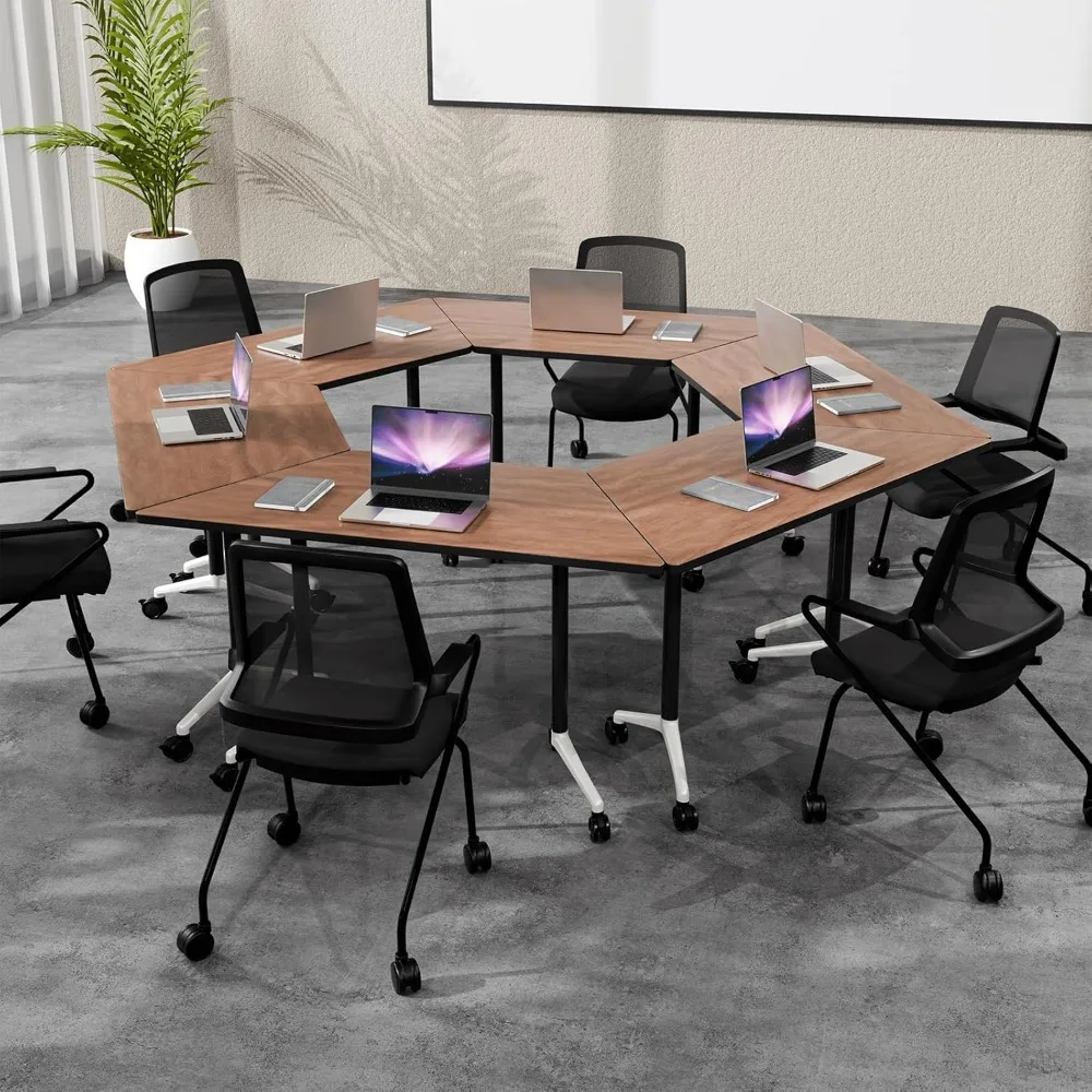 Conference Room Table with Flip-Top Design for Dynamic Meetings, Business Table Computer Desk with Heavy-Duty Frame,Foldable Sem
