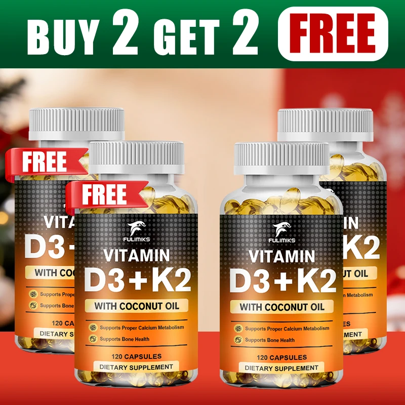 

Buy 2 Get 2 Free! Vitamin D3 K2 Capsules for Men & Women, Support Bone, Muscle & Immune Health, Plus Cardiovascular