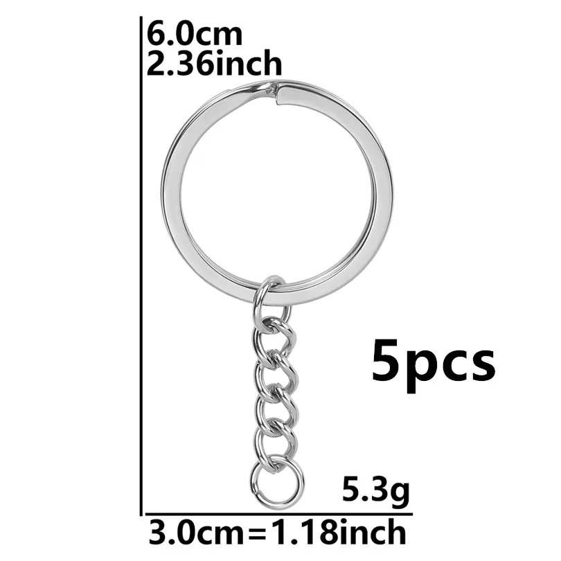5pcs Stainless Steel Key Chain Accessories for DIY Projects