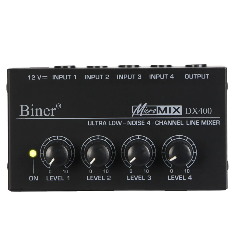 Biner DX400 Sound Mixer Audio Headphone Amplifier 4 Channels Line Mono Audio Mixer