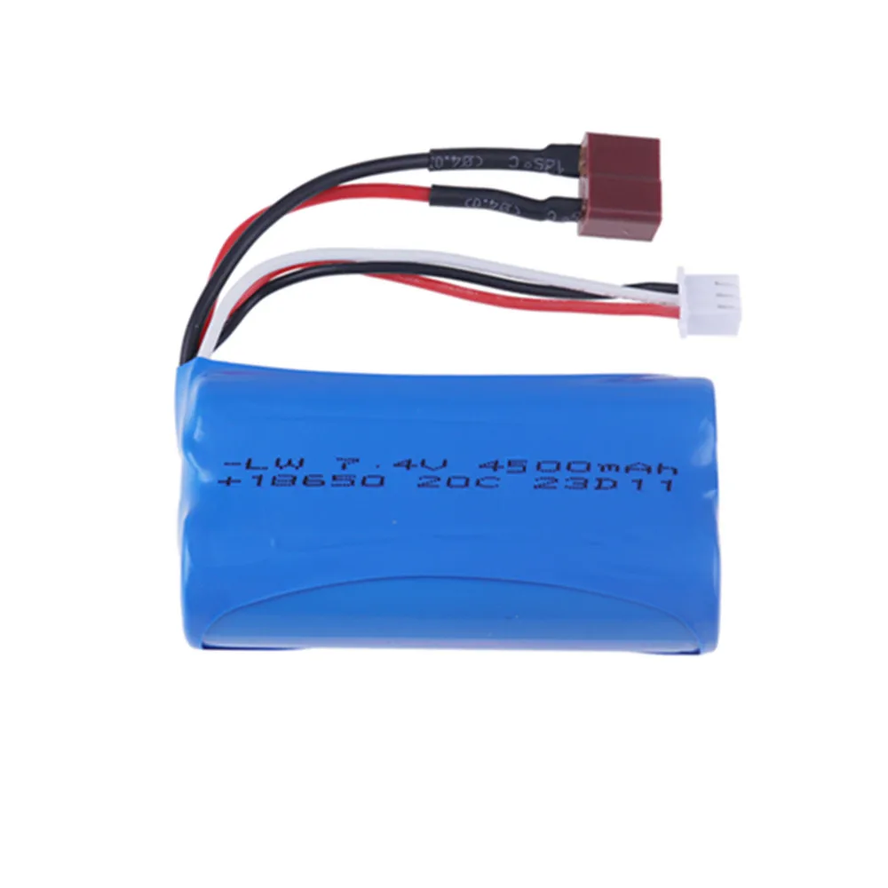 7.4V 1500/3000/3500/ 4500 mAh T Plug 18650 2S batteria agli ioni di litio per Wltoys 12423 10428 12429 12401 12402A 144001 RC pezzi di ricambio per