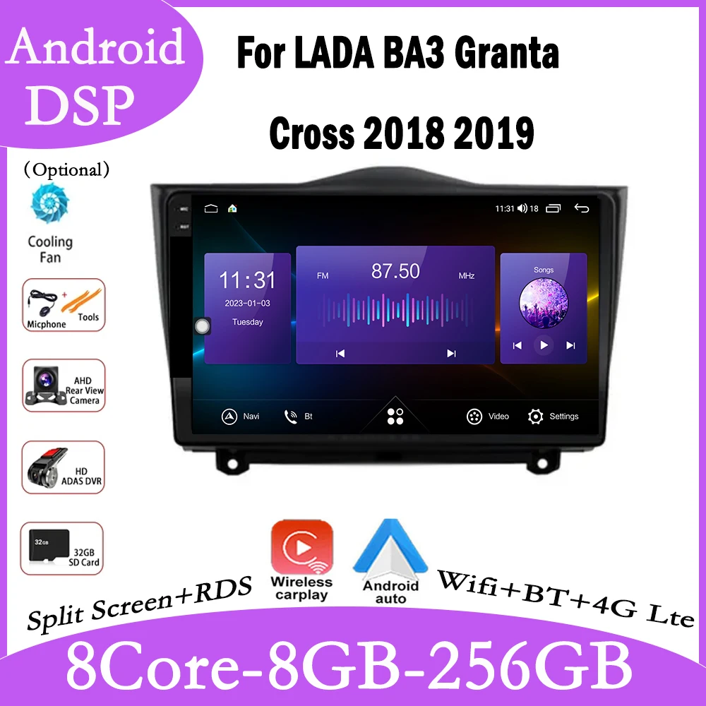 Android 14 For LADA BA3 Granta Cross 2018 2019 Car Radio Multimedia Video Player GPS Navigation WiFi BT Carplay Head Unit