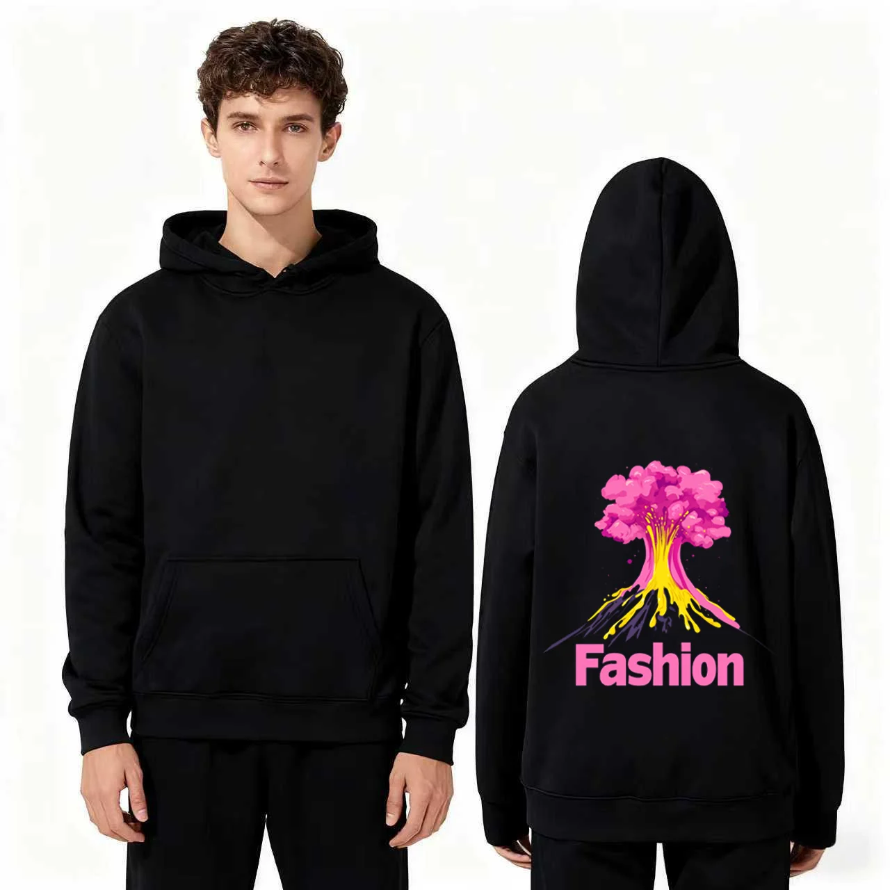 

2025 Новая модная толстовка с принтом дерева, 330 г, тяжелая толстовка унисекс, повседневная уличная одежда, толстовка для мужчин и женщин, пуловер