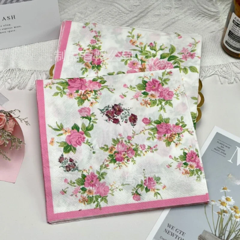 Floral Printed Handkerchiefs Party Event Napkins Mother & Baby Food Grade Printed Colourful Fragrance Free Facial Tissues 20pcs