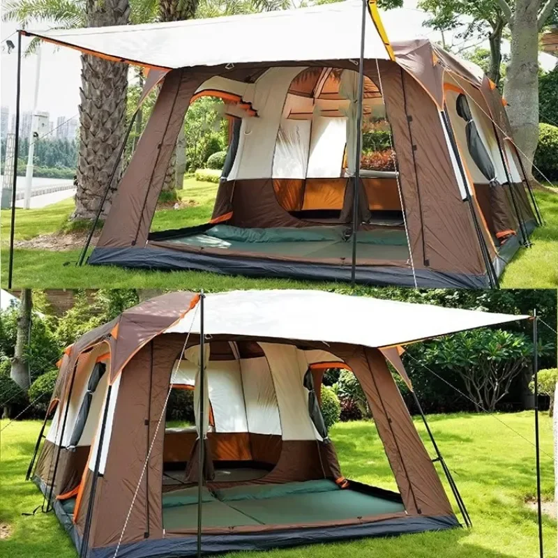 Extra Large Tent 12 Person Family Cabin Tents 2 Rooms 3 Doors 3 Window Mesh Double Layer Big Tent for Outdoor Picnic Camping