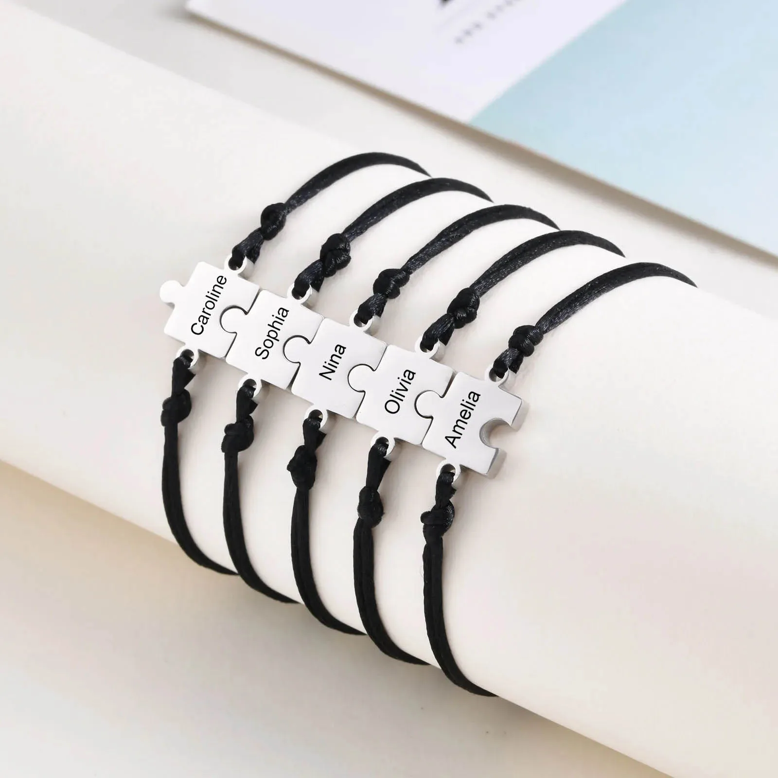 1-5 قطعة/الحزمة تخصيص حبل بانوراما سوار للنساء الرجال النقش الصداقة شقيقة أساور الأم الأب عيد ميلاد مجوهرات #1