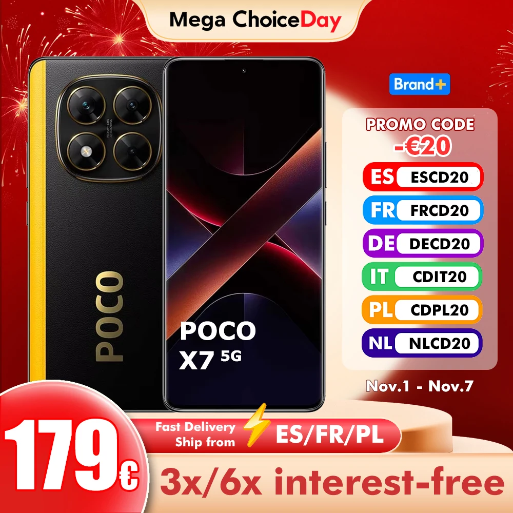 POCO X7 5G 8GB/256GB 12GB/512GB NFC wersja globalna telefon komórkowy z ładowarka EU