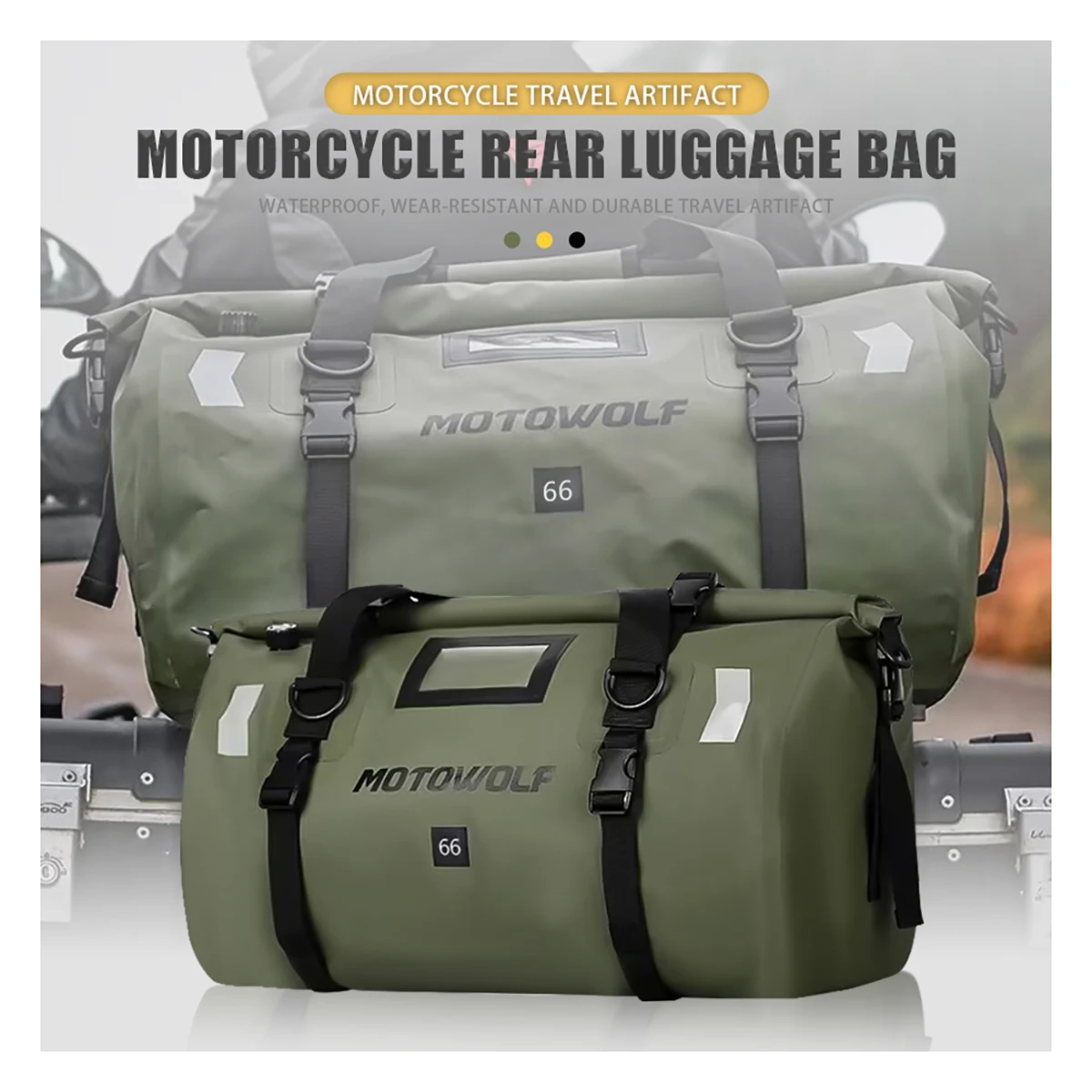 Motorrad Wasserdichte Hecktasche Reise Outdoor Trockenen Gepäck Roll Pack Tasche 20/66/100L Motorrad Gepäck Rucksack Motorrad sitztasche – Detail 9