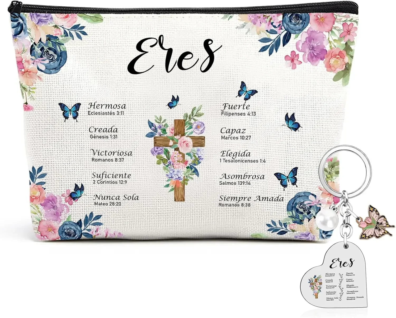 Христианские подарки для женщин — набор из 2 предметов Regalos Cristianos Para Mujer, испанская Библия, косметичка с вдохновляющим брелоком Appreci