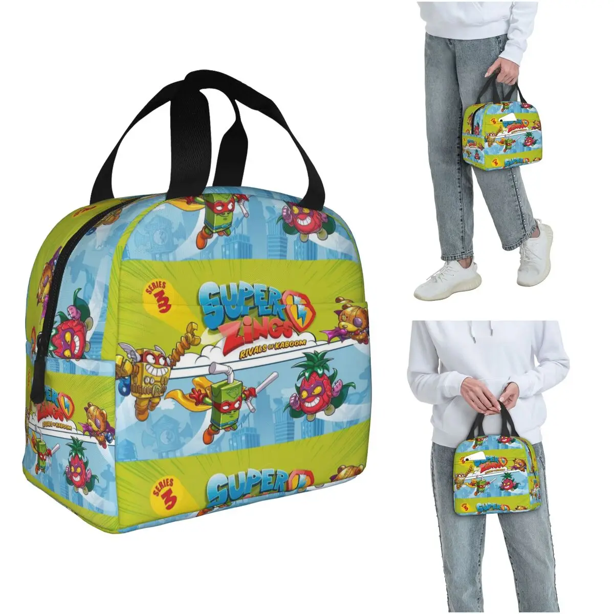 

Super Zings Cartoon Insulated Lunch Bag for Women Kids Leakproof Food Boxes Thermal Lunch Box Tote