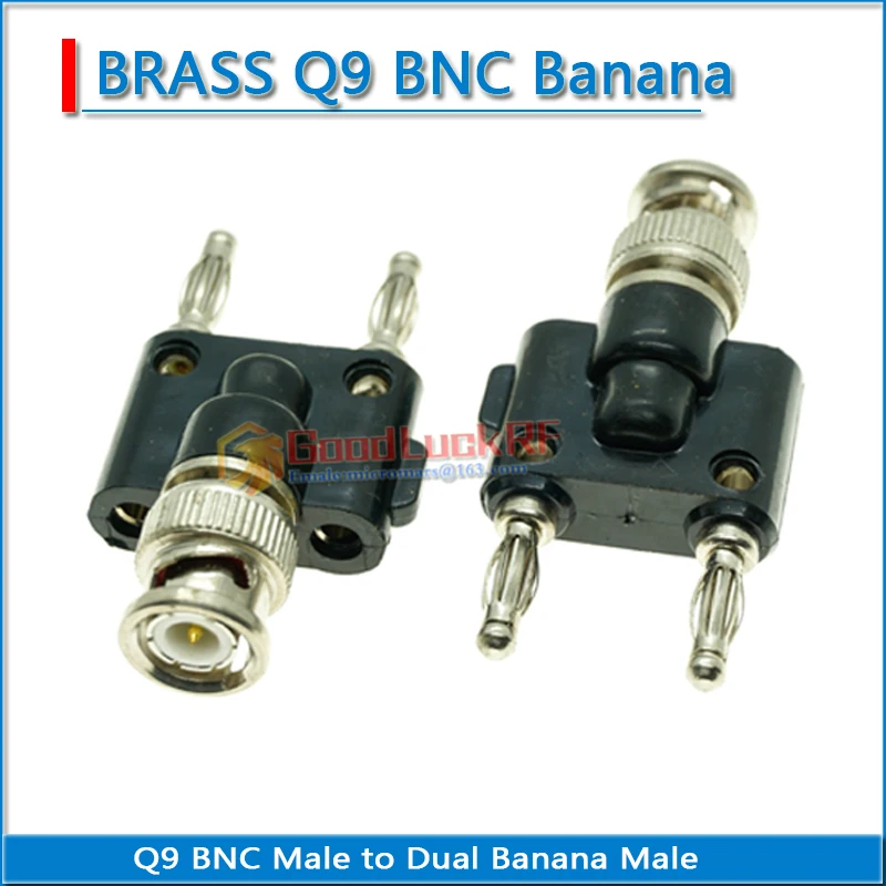 BNC 3 Way Splitter Adapter Socket Metal+Plastic Y-Type BNC Male to Dual Banana Male JacK Audio Speaker Cable 4mm RF Adapter