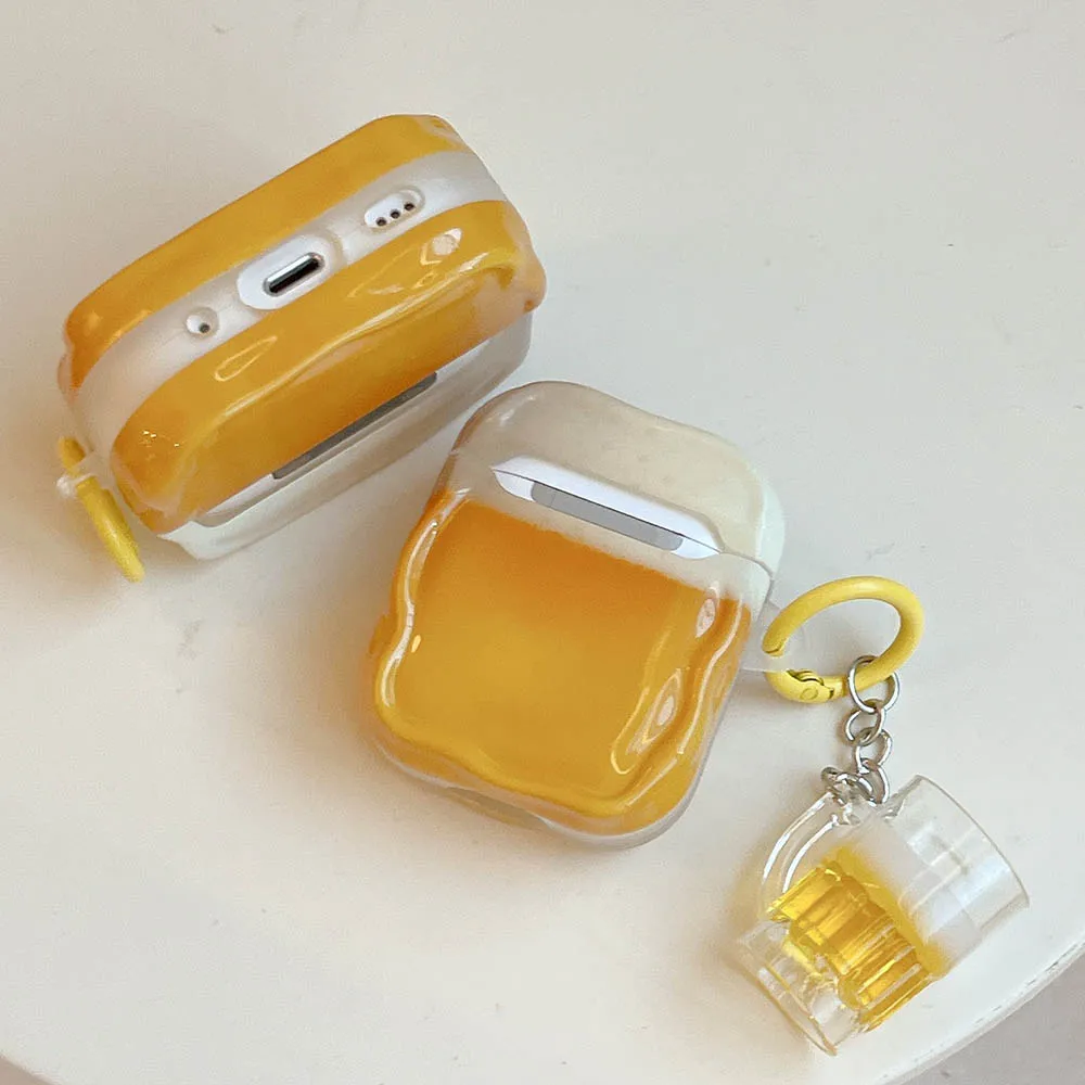 ثلاثية الأبعاد البيرة قلادة سماعة الحال بالنسبة AirPods3 AirPods4 غطاء ل AirPods Pro 1 2 Pro2 الجيل حالات سماعة لاسلكية صندوق قذيفة