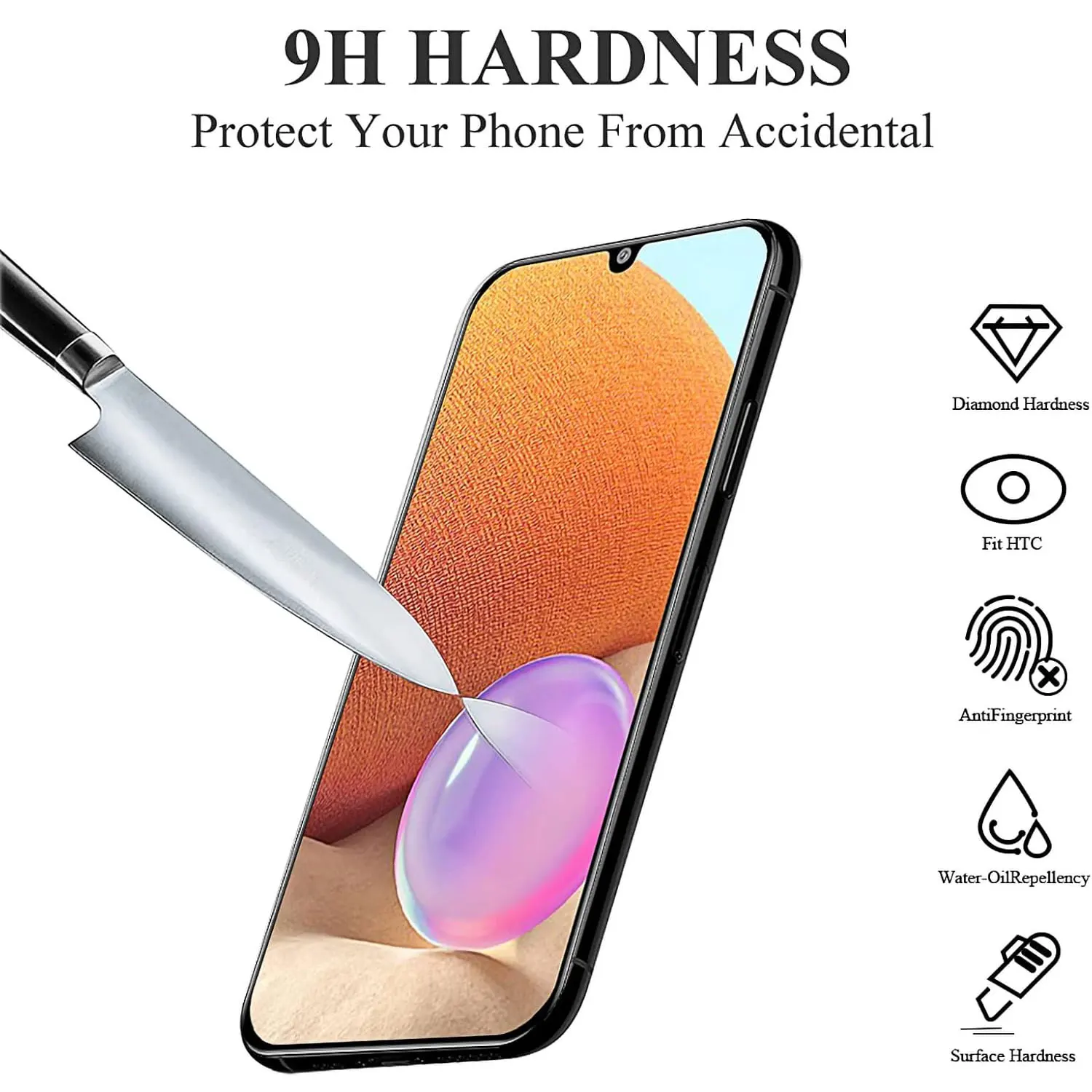 1–3 Stück Displayschutzfolie für Samsung Galaxy A02 A12 A22 A42 A52 5G A72 A03 A13 4G A33 A53 A73 A04 A14 A24 A54 9H gehärtetes Glas – Detail 6