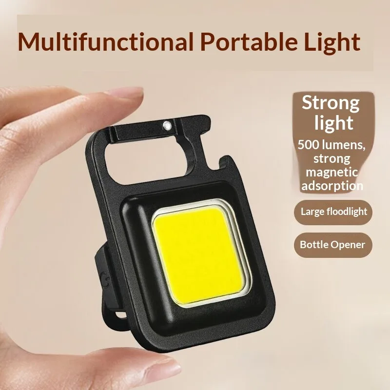 2026 New Portable COB Keychain Light 500LM USB Rechargeable Work Light Magnetic Mini Flashlight Camping Emergency Lamp Hiking view 5