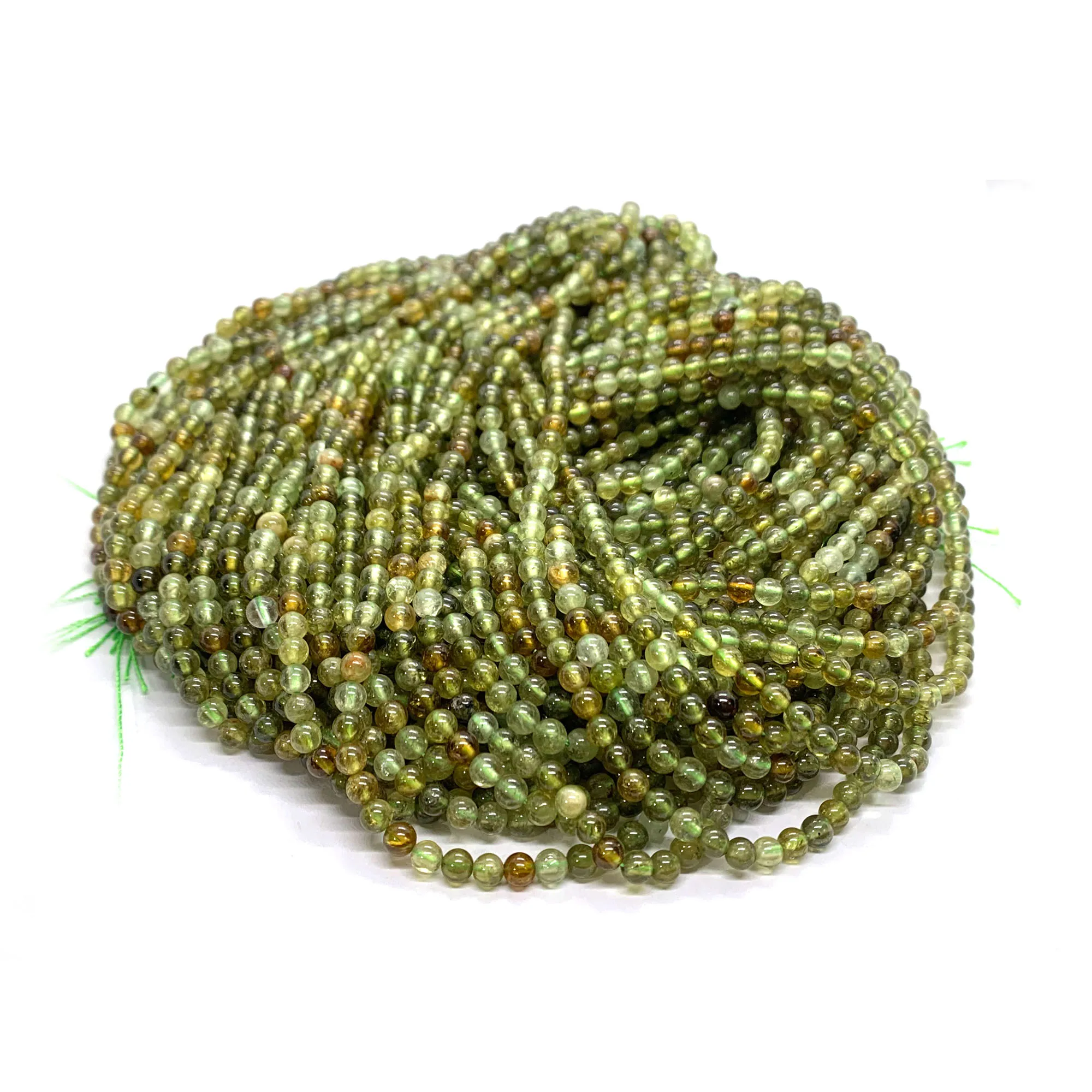 Veemake Natural Tsavorite Green Garnet Round Loose Beads For Jewelry Making 08601