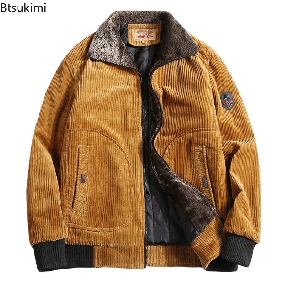 

2026 Men's Winter Jacket Streetwear Coats Thickening Corduroy Stand Collar Leisure Time Keep Warm Cotton-padded Jacket Tops Male