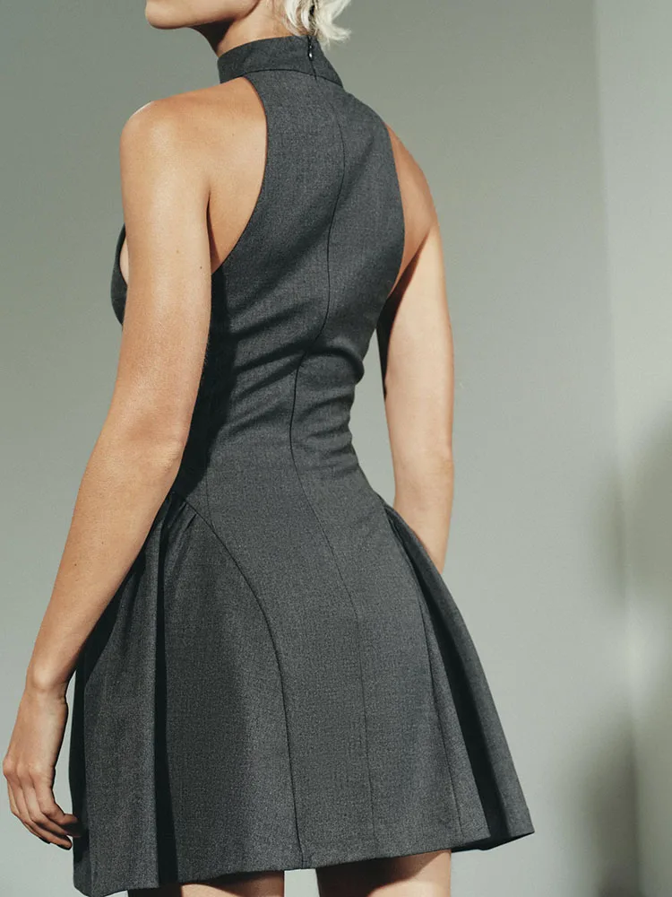 Faionable Svel ort Dr ZA2025 automne nouveaux vêtements pour femmes minceur suspendu col Ne Dr à la mode ethnique Sle