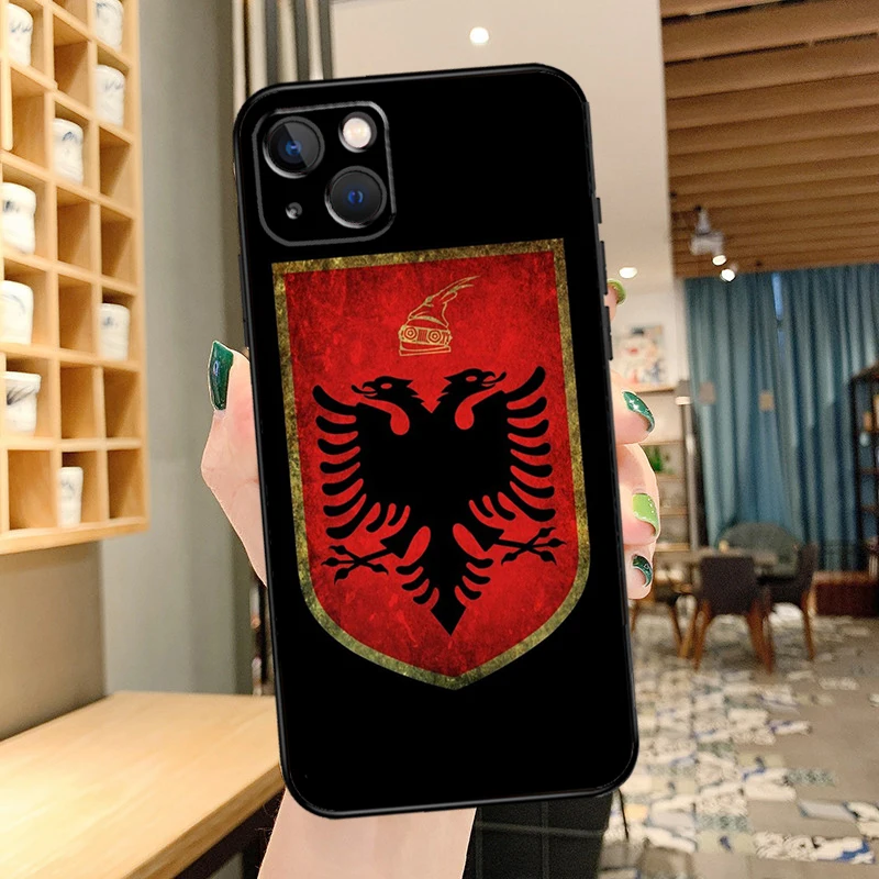 Albania Albanians Flag Phone Case For iPhone 11 12 13 14 15 16 Pro MAX 12 13 Mini X XR XS Max Plus Cover Coque