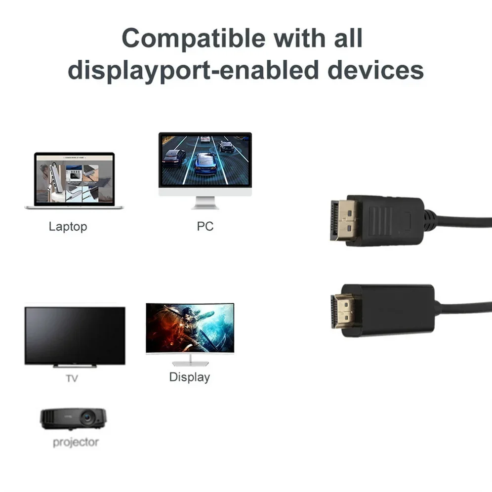 1.8m DisplayPort to HDMI-compatible Converter Cable 1080P Display Port DP To HDMI-compatible Cable for PC HDTV Projector Laptop