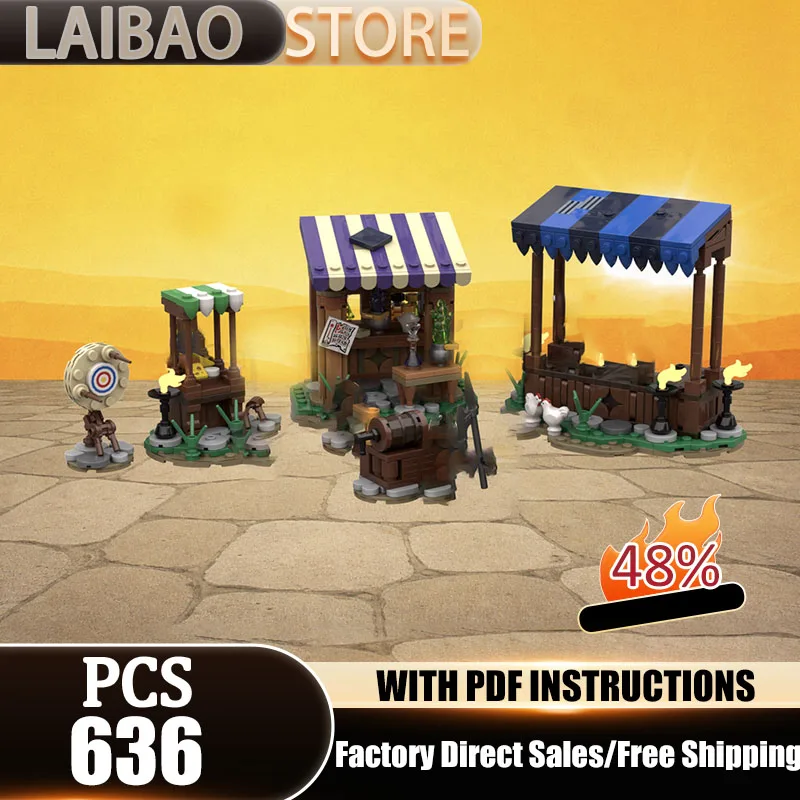 

Medieval Castle Model Moc Building Blocks Medieval Market Model Technology Bricks Christmas Assembly Street View DIY Toys Gifts