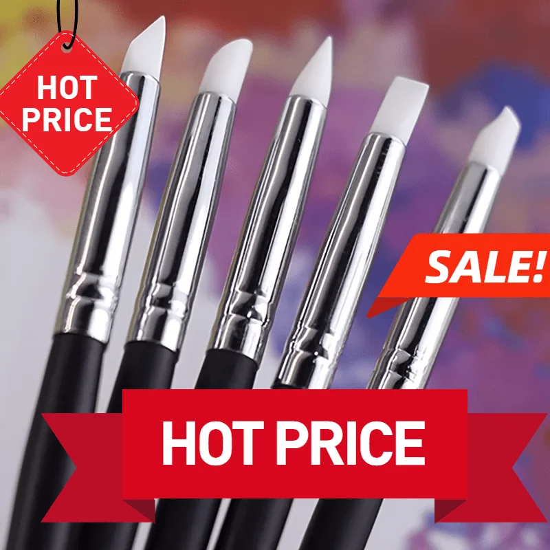 Set of 5 Silicone Rubber Tip Paint Brushes - Durable, Flexible, and Unscented Art Supplies