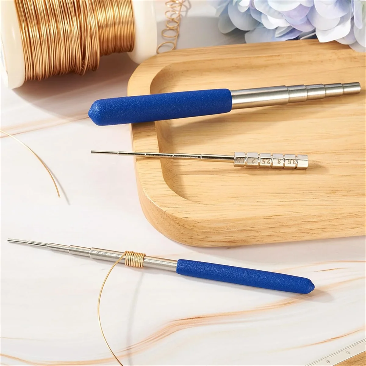 الانتقال الدائري تشكيل أداة 3 قطعة لفائف تهزهز سلك الحلقات لف قضيب خطوة ماندل عصا الانتقال الدائري تشكيل أداة لصنع المجوهرات التفاف #5