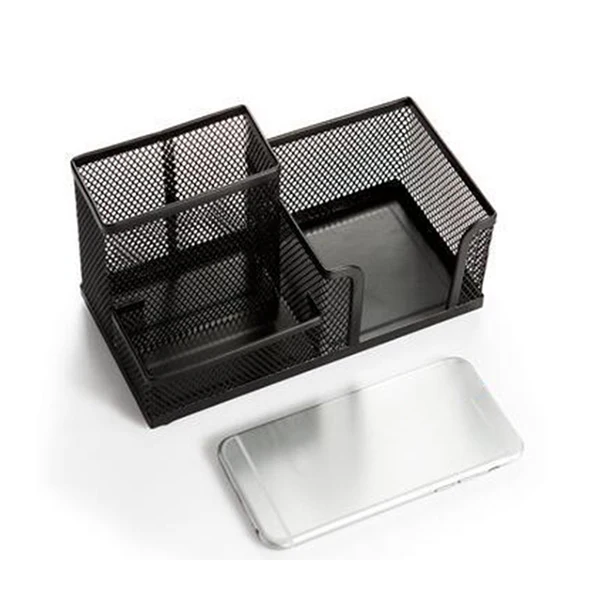 

-Compartments Desktop Organizer Cold-Rolled Steel Pen Pencil Card Storage Box Office Home Essentials Multifunctional