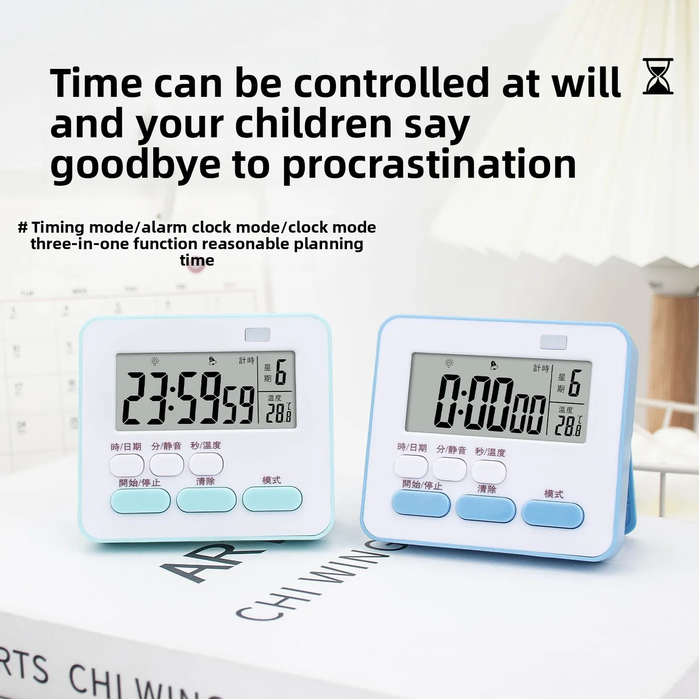Temporizzatore multifunzionale con temperatura, data, supporto magnetico muto, gestione del tempo, studio, timer per esame post-laurea, cronometro