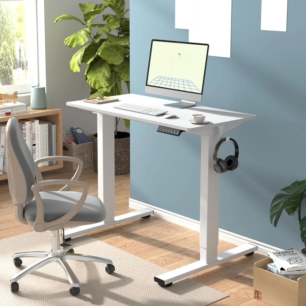 One-Piece Standing Desk, 48"x24" Seamless Desktop Electric Height Adjustable Desk for Home Office, Multi-Monitor Setups & Easy