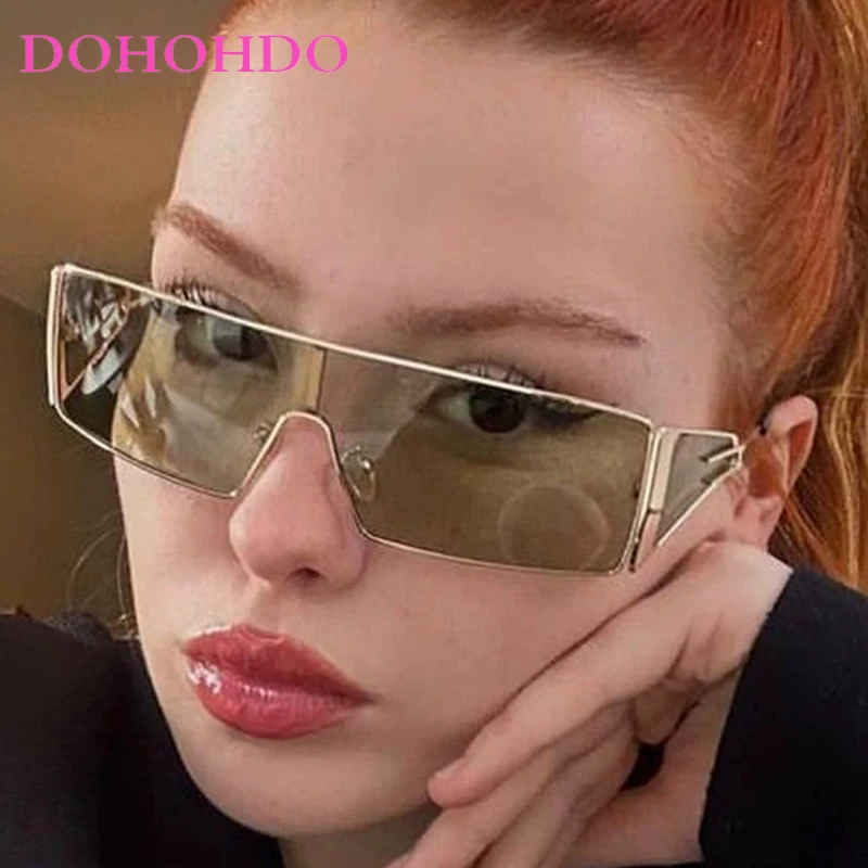 

Luxury Fashion Metal One - Piece Women's Sunglasses Luxury Design Punk Y2k Men Sunglass Traveling Popular Female Goggles UV400