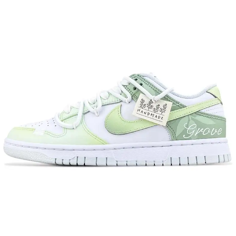 【Customize】Nike Dunk Skateboarding Shoes Unisex Low-top Green/yellow/white Sneakers shoes HF0730-160