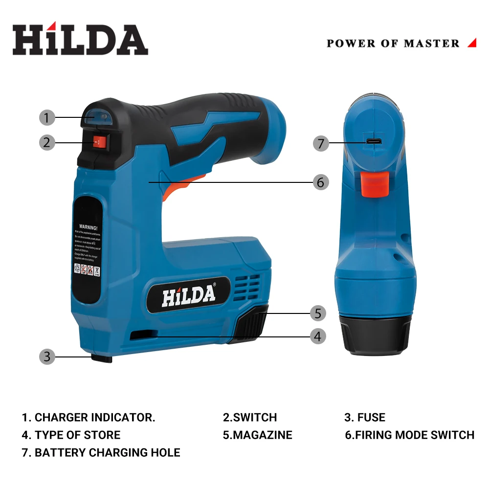 HILDA Wooden Frame Stapler Pneumatic Nail Gun Furniture Pneumatic Gun  Home DIY 2000 Stapler Power Tools