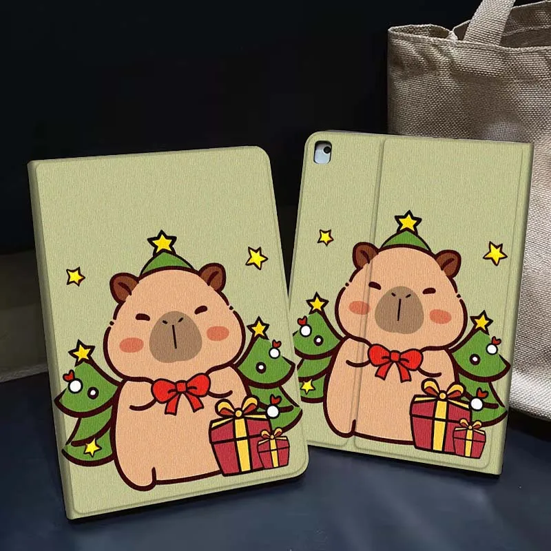 

Cartoon Capybara Santa Hat Tablet Case For iPad Pro Air 5th 6th 7th 13 M3 M4 M5 12.9 13.3 inch 2018 2022 2024 2025