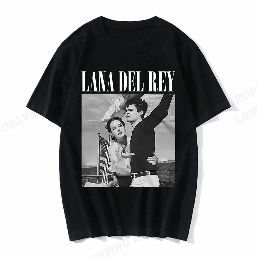 Singer Lana Del Rey Cotton T-Shirts Printed Men Women Casual Short Sleeve T Shirt Oversized Harajuku Unisex Tees Tops Clothing