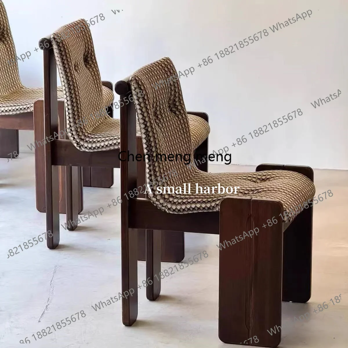 

Retro solid wood dining chair home modern minimalist creative backrest wabi sandy wind medieval desk stool