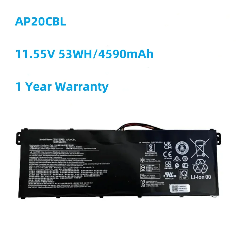 AP20CBL 11.55V 53WH Laptop Battery For Acer Aspire 5 A515-46-R14K TravelMate Spin B3 TMB311RNA-32 Swift 3 SF314-43 SF314-43-R8H2