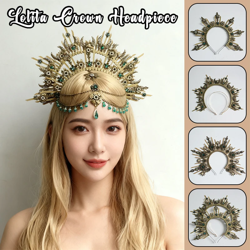 Unfinished Lolita Tiara Crown Church Mary Sun Goddess Halo Crown Lolita KC Gothic Baroque Catwalk Tiara DIY Material Package