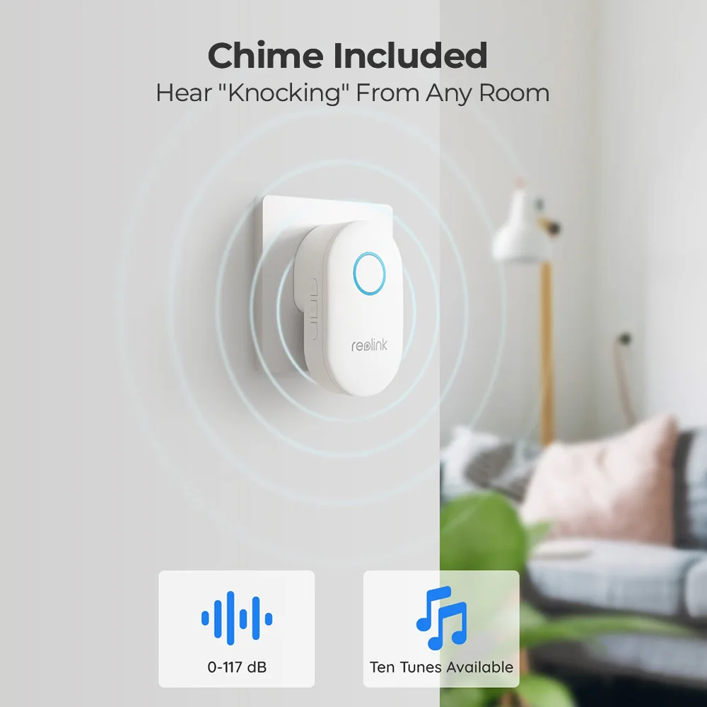 Reolink 2K+ - Timbre con video WiFi, intercomunicador con video inteligente para exteriores, detección de personas, timbre con cable PoE y timbre compatible con Alexa