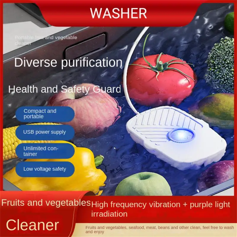 Free Hand-washing Fruit  Machine High Frequency Vibration Multi-functional Black Or White Automatic Fruit And Vegetable Cleaner