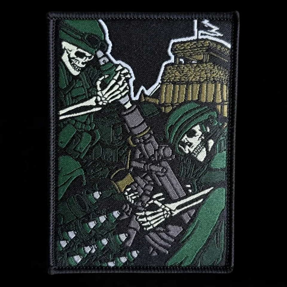 Skull Soldier Tactical Patch Weaving Label Hook&Loop Patches Artillerymen Death Morale Badge Military Backpack Reaper Sticker