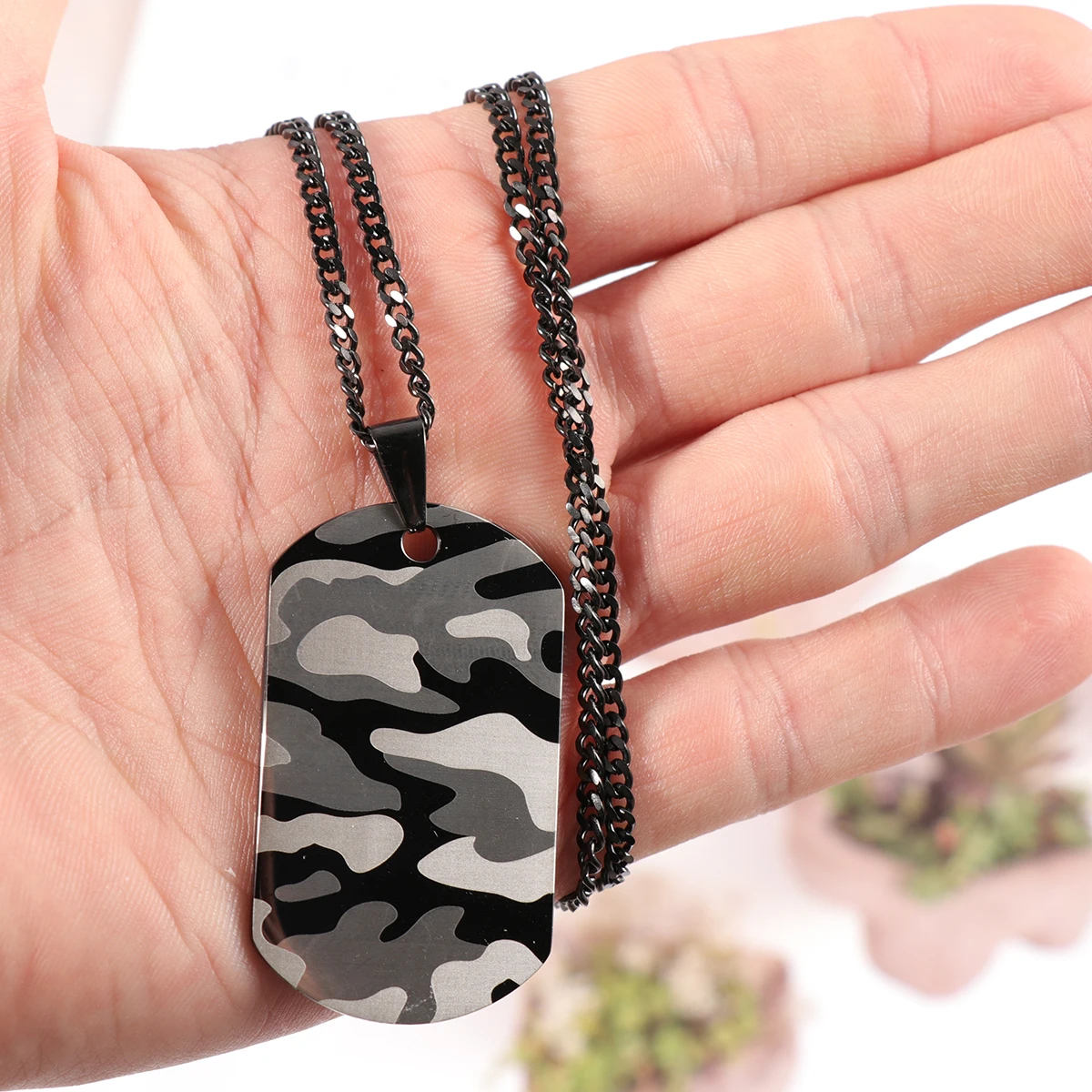 

Нержавеющая сталь военная бирка камуфляжное ожерелье 4,8x2,5x0,5 см кулон с гравировкой аксессуары для военных фанатов ожерелье с биркой