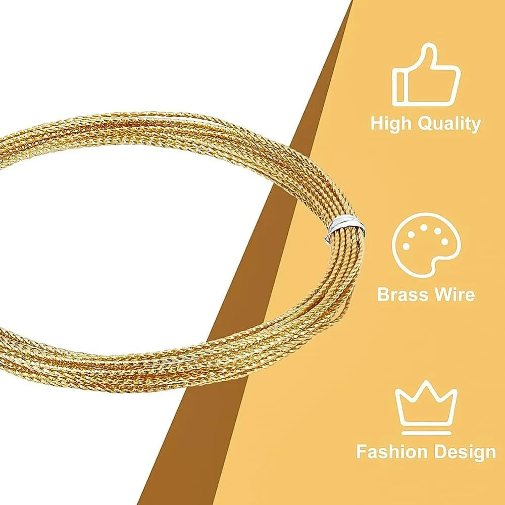 20FT 17 Gauge Golden Craft Brass Wire 1.2mm Thick Round Jewelry Copper Wire for Beading Ring Making and Other Jewelry Crafts