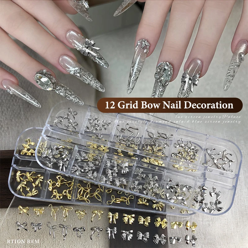 

30/60Pcs 3D Exquisite Alloy Nail Art Charms Luxury Kawaii Bow Ribbon Jewelry Nail Rhinestone Decoration DIY Accessories
