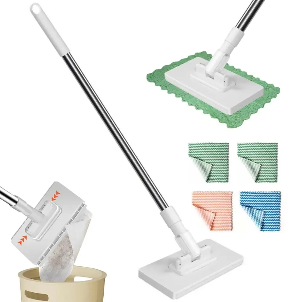 Freihändiger Wischmopp mit automatischem Moppclip, wiederverwendbarem Wischtuch und 3 Ersatztüchern – Haushaltsreinigungsbedarf