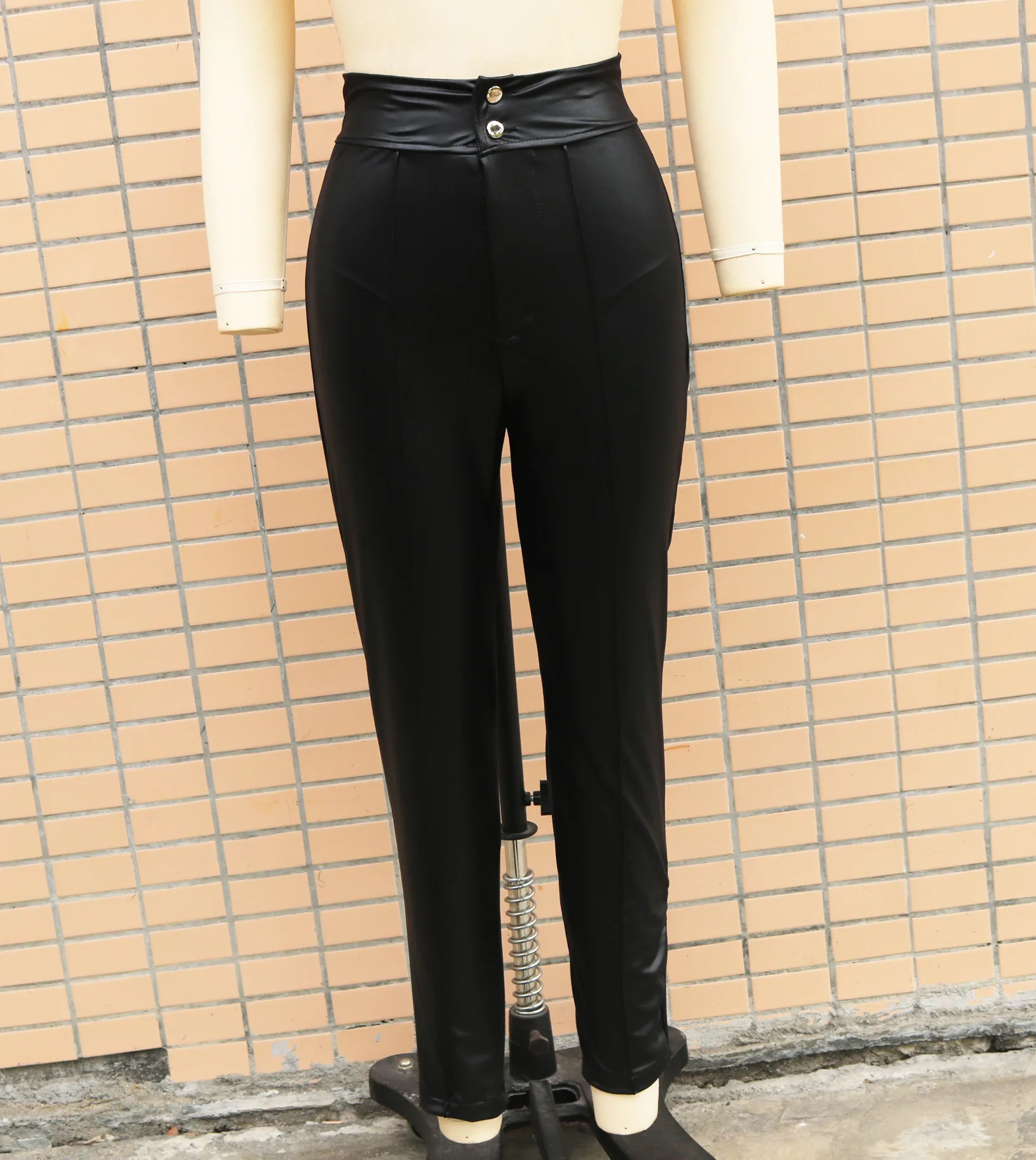 Tight Women Pants 2024 Autumn/Winter Fashion and Versatile High Waist Elastic PU Leather Bottom Trousers for Female Streetwear