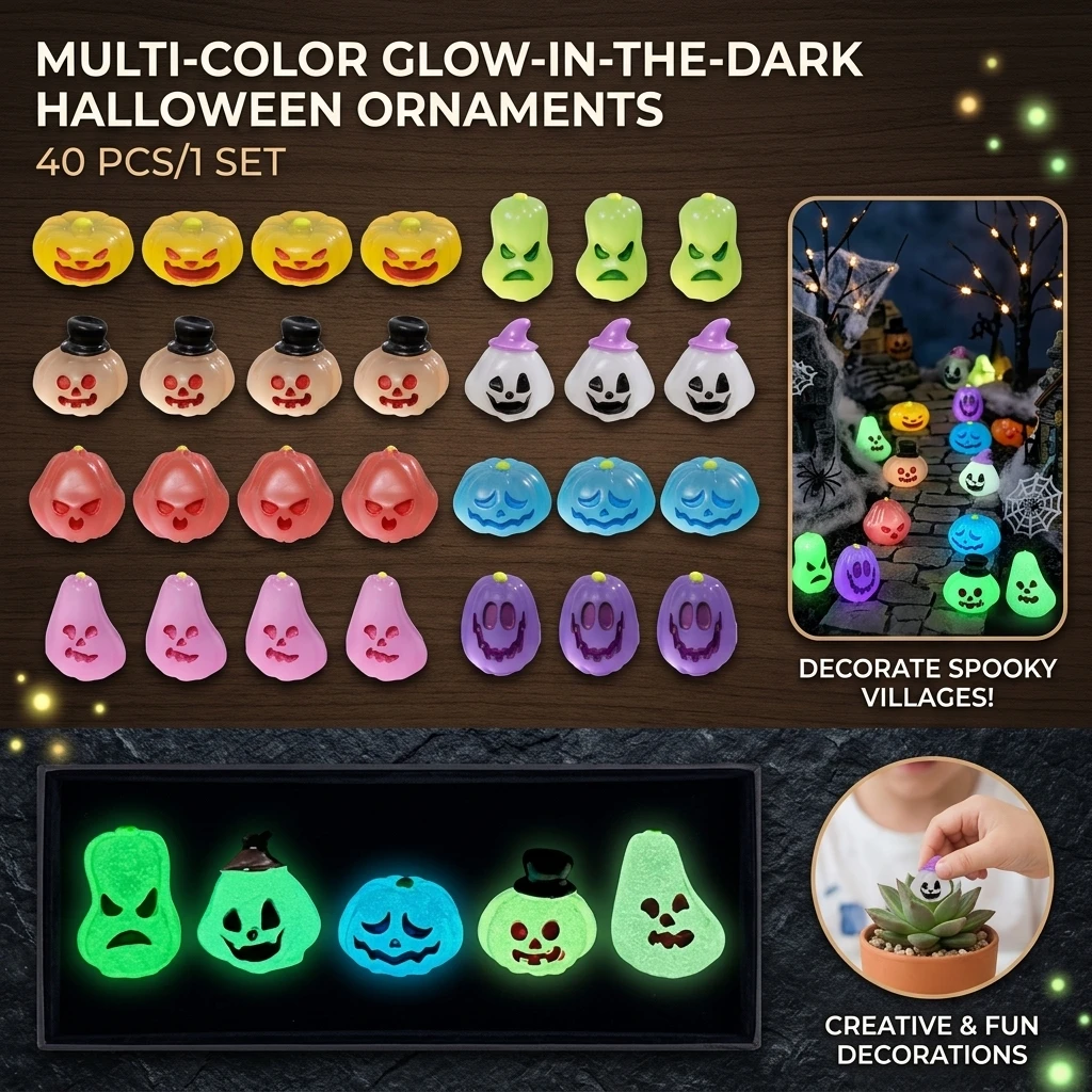Halloween Luminous Pumpkin Doll House DIY Decoration Micro Landscape Desktop Ornaments for Spooky Season Decor