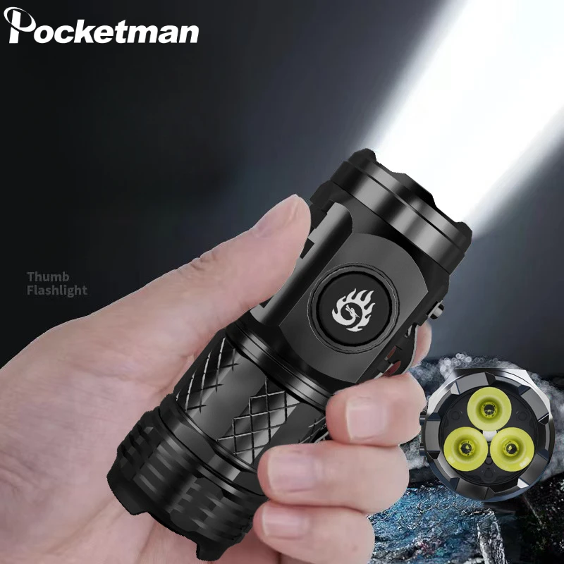 

Powerful LED Flashlight Super Bright Portable Handlight Mini Clip Cap Lamp USB Rechargeable Emergency Torch for Night Patrol