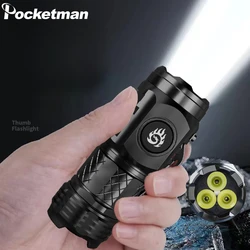 Powerful LED Flashlight Super Bright Portable Handlight Mini Clip Cap Lamp USB Rechargeable Emergency Torch for Night Patrol