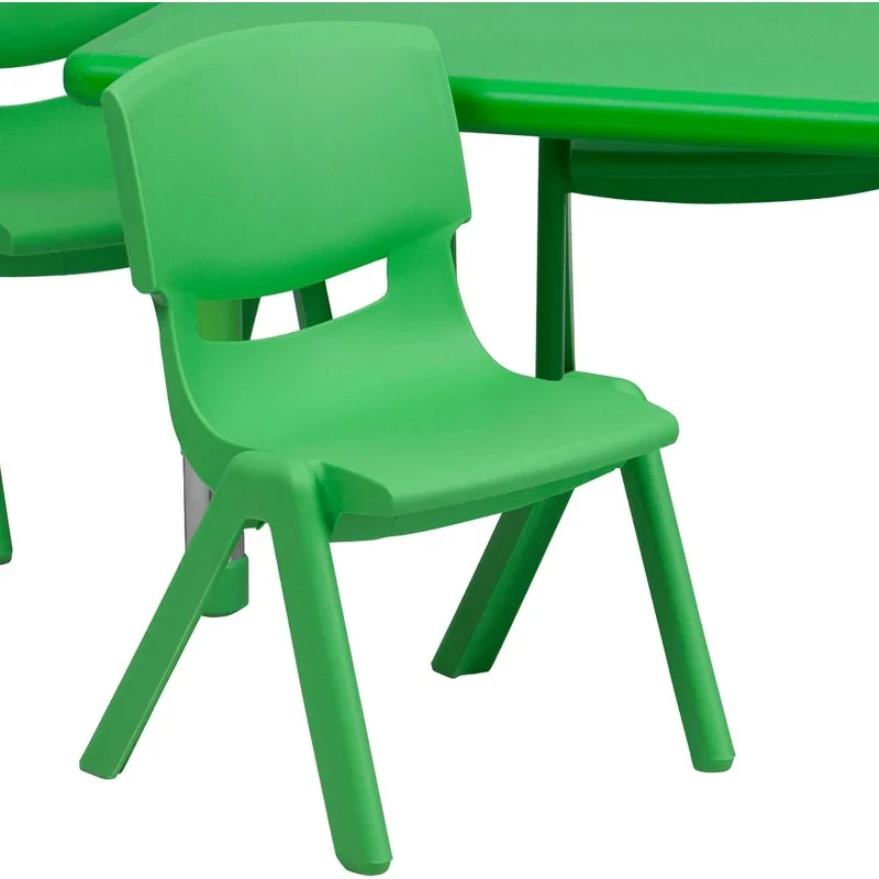 Ensemble de table d'activité réglable avec 4 chaises, rectangulaire, rouge, plastique recommandé, 24 po x 48 po L